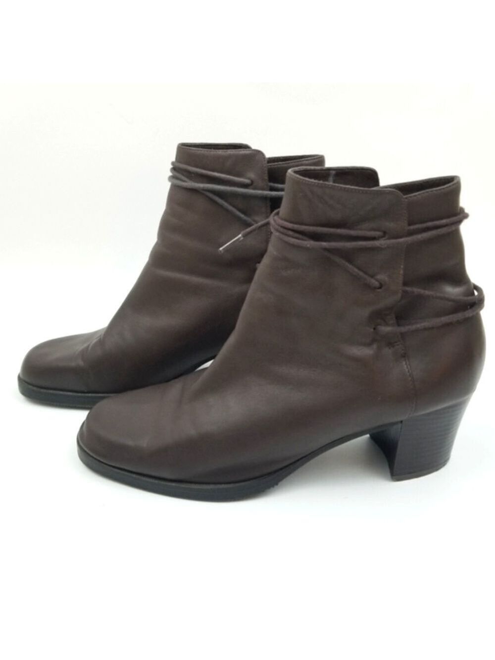 Amanda Smith Brown Leather Block Heel Booties, Size 10M - Picture 7 of 16